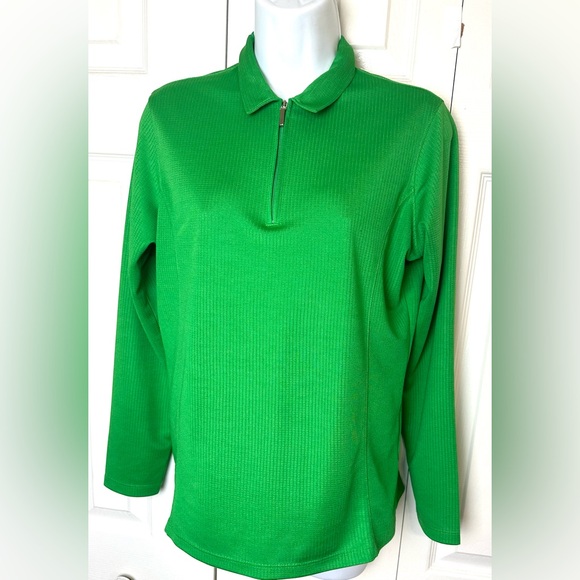 BERMUDA SANDS Green Golf Wick Away Technology Performance Jacket 1/4 Quarter Zip - Picture 3 of 12